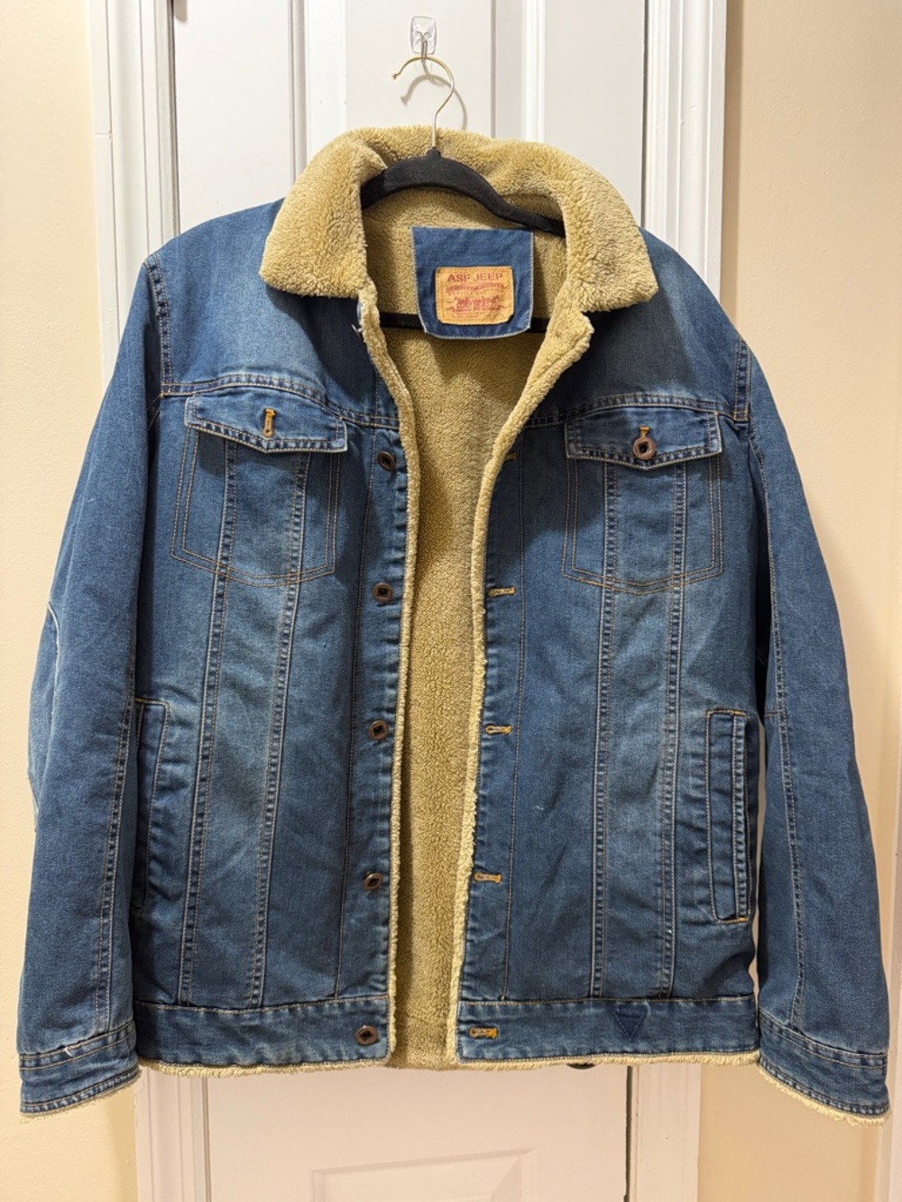Vintage AFS Jeep Denim Fleece Lined Bomber Jacket